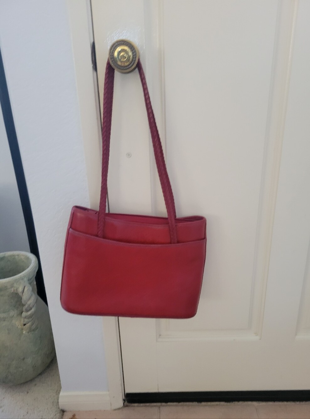 Brighton Red Leather Shoulder Tote with Heart Charm - Picture 2 of 2